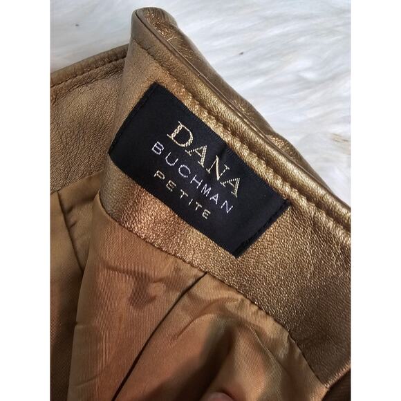 Dana Buchman faux leather Golden Skirt 2 Petite - Picture 9 of 9